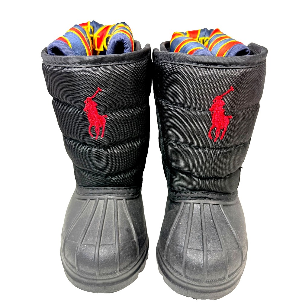 Polo Ralph Lauren Vancouver EZ Toddler Boys Size 4 Black Snow Boots Winter Boot